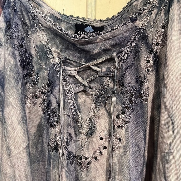 Advance Plus Size Boho Blouse Sequins Flutter Sleeves - Picture 2 of 10